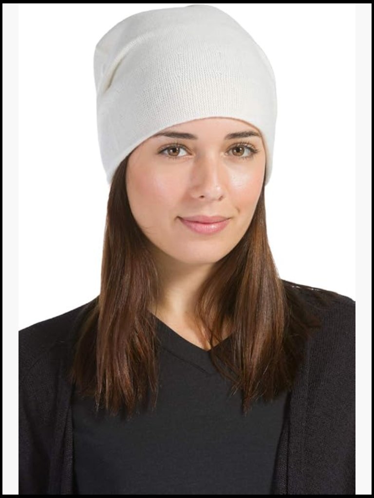 100% Cashmere Slouchy Beanie Winter Hat Soft Warm Stretchy